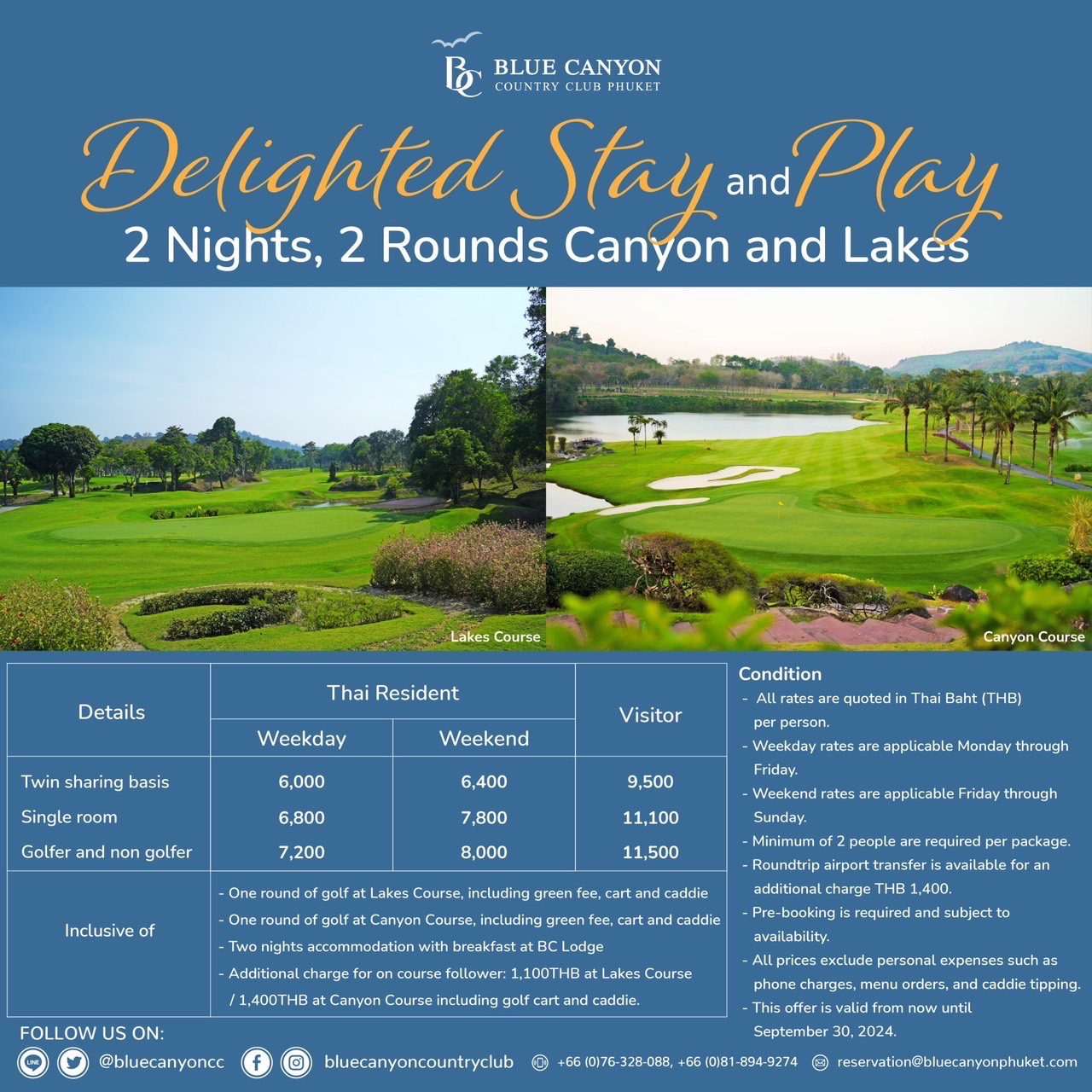 Delighted Stay and Play! 2 Nights, 2Rounds Canyon and Lakes
